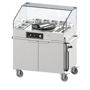 Round griddle plate mobile serving station - single & double